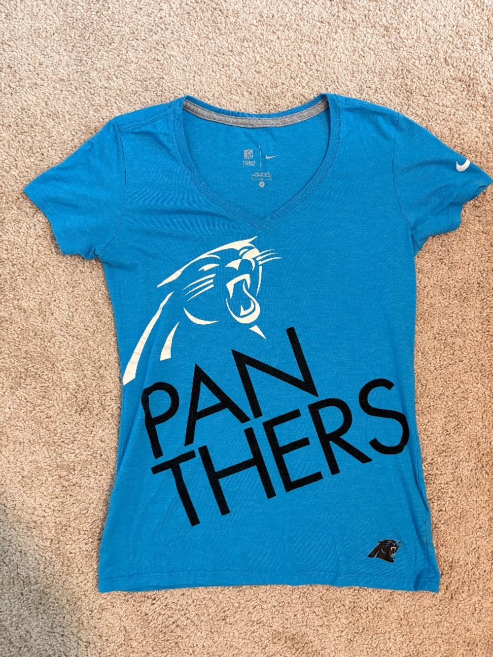 Women's Nike Panthers Blue V-Neck Tee - M